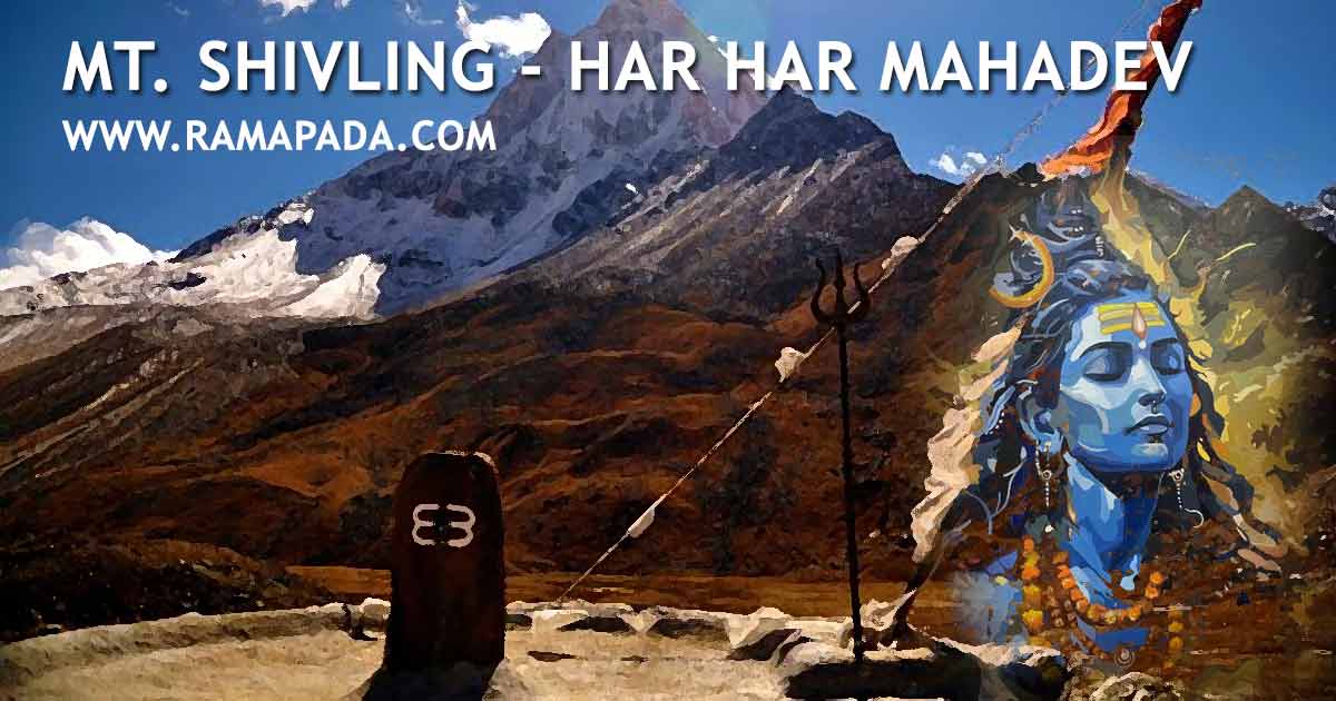 Mount Shivling Har Har Mahadev Himalayan Shiva Temple, a spiritual mountain India, is a Lord Shiva sacred place meditation energy