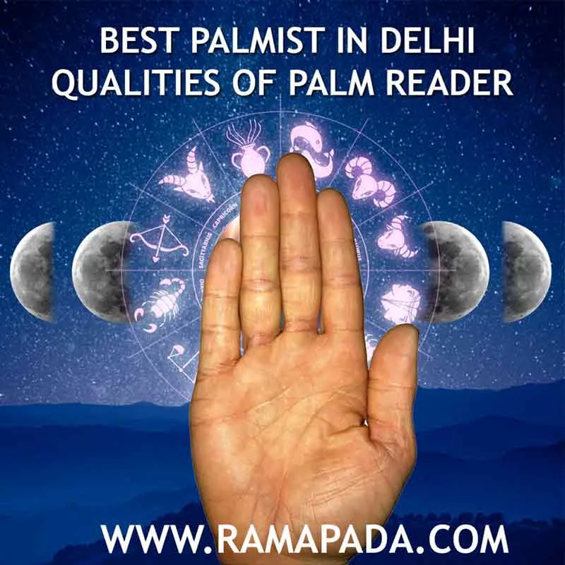 qualities of a palm reader showing hand lines and astrology symbols for accurate palmistry prediction