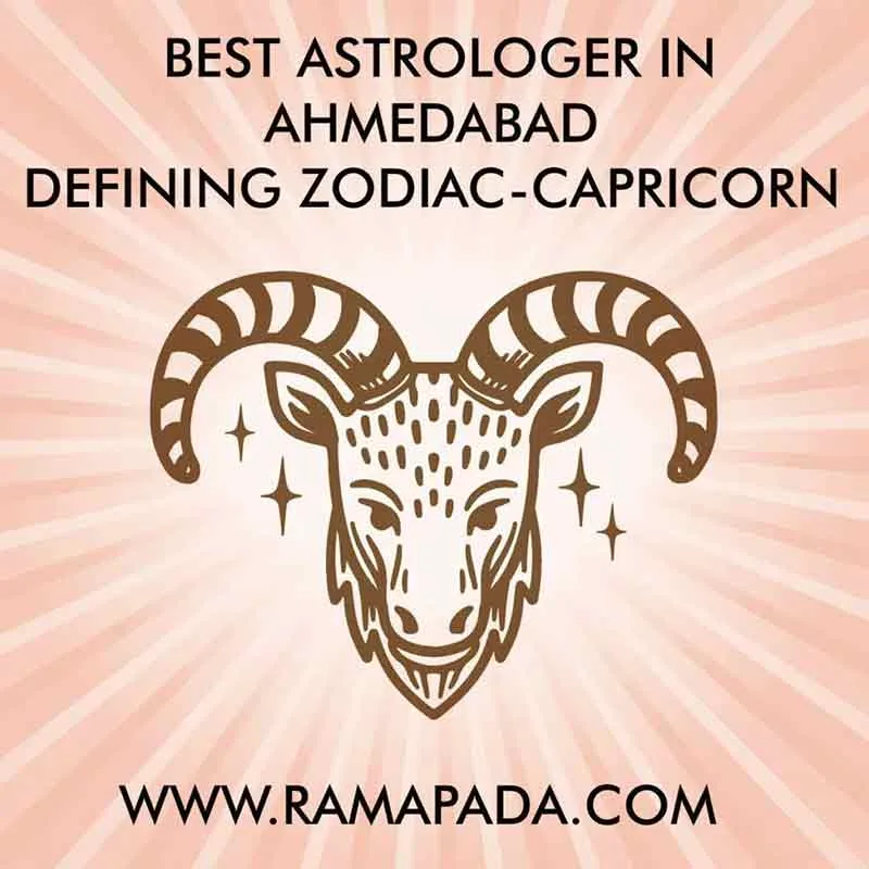 Best astrologer in Ahmedabad explaining Capricorn zodiac sign with goat symbol illustration
