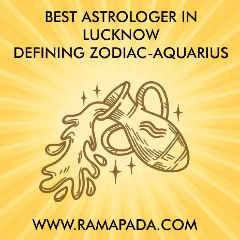 Best astrologer in Lucknow explaining Aquarius zodiac sign with water bearer symbol illustration