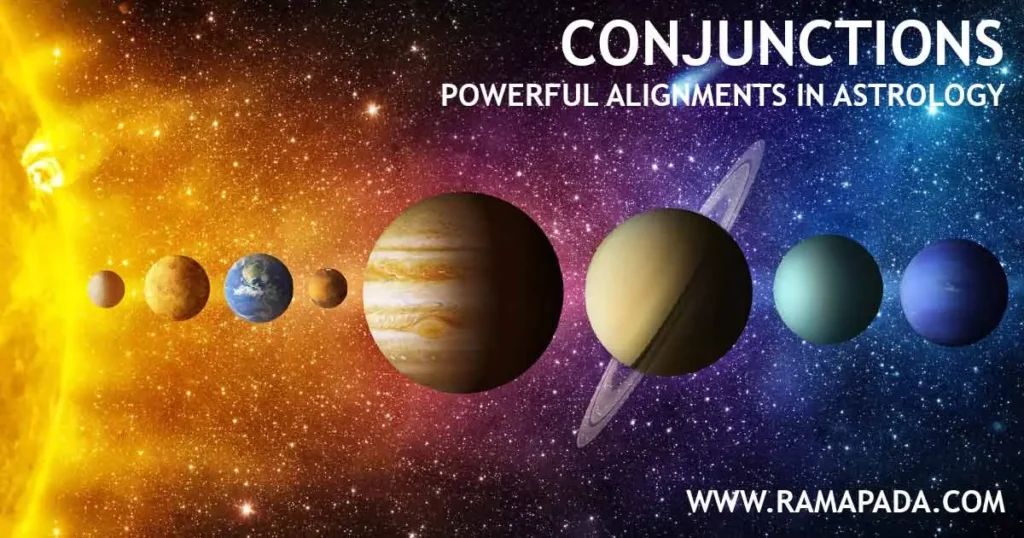 Planetary conjunctions in astrology showing aligned planets and cosmic energy influence
