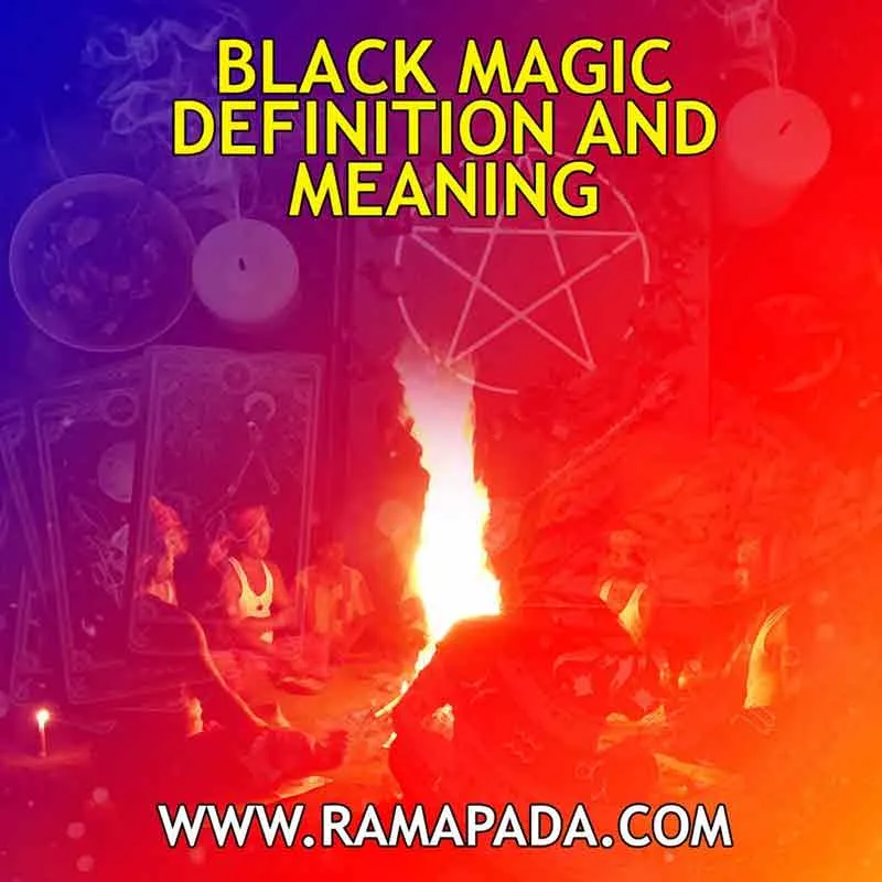 Black magic definition and meaning with occult symbols ritual fire and mystical imagery