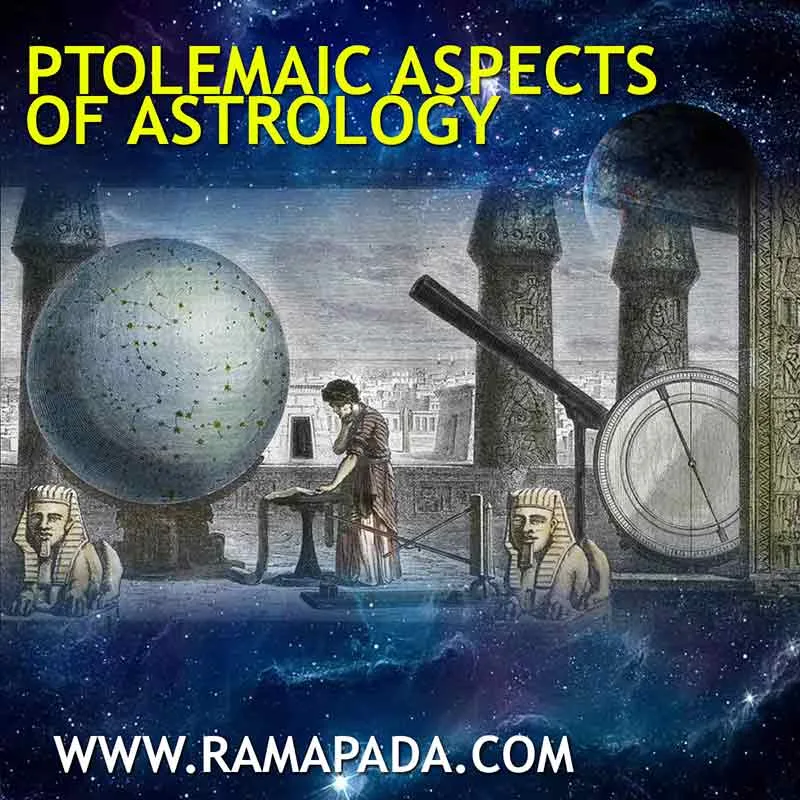 Ptolemaic aspects of astrology with ancient astronomical instruments and celestial symbolism