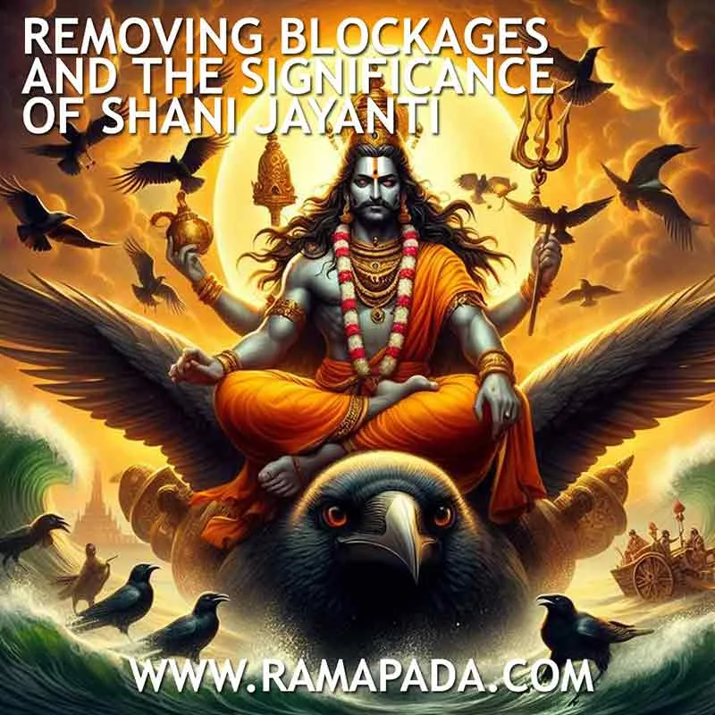 Shani Jayanti spiritual artwork symbolizing removal of obstacles and karmic balance
