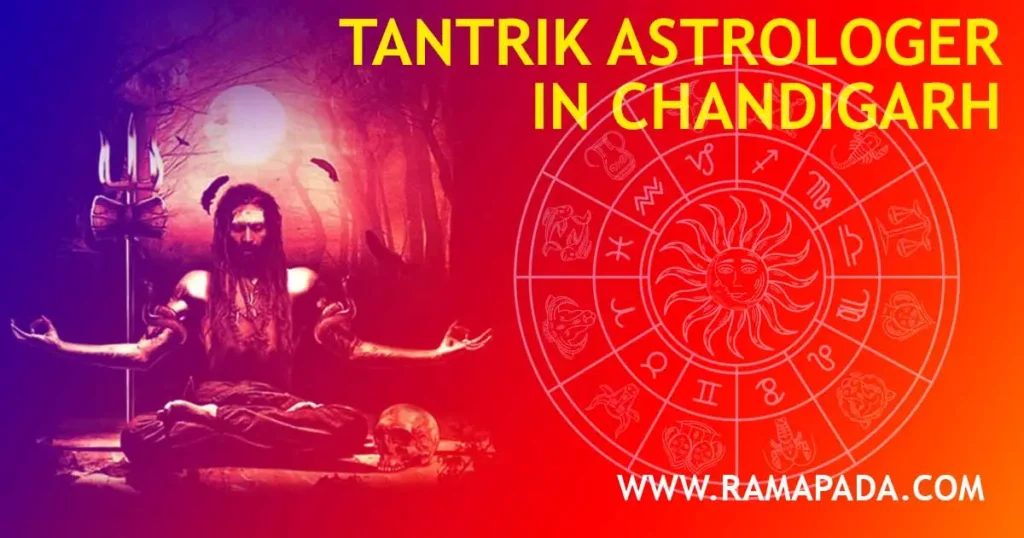 Tantrik astrologer in Chandigarh performing spiritual meditation with zodiac chart for guidance and remedies
