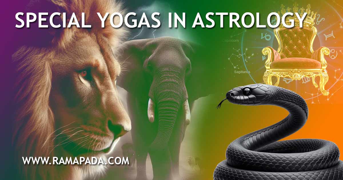 special yogas in astrology Raj yoga, Dhan yoga, Kundli effects lion, elephant, snake symbolism, Vedic astrology