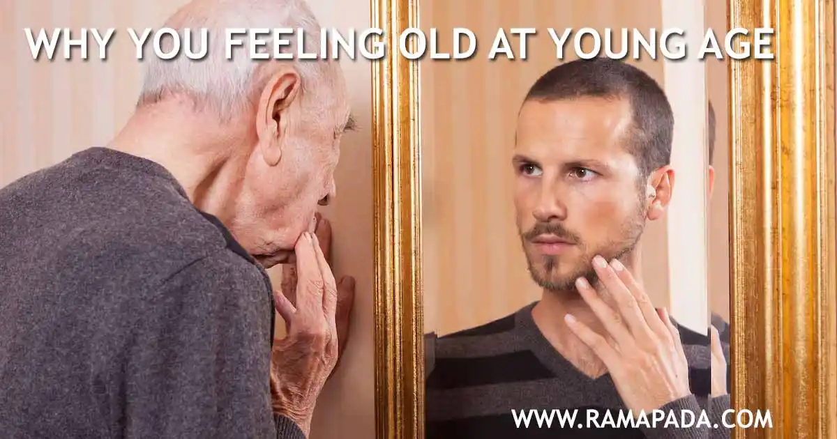 feeling old at young age showing mental stress, emotional burnout and life pressure