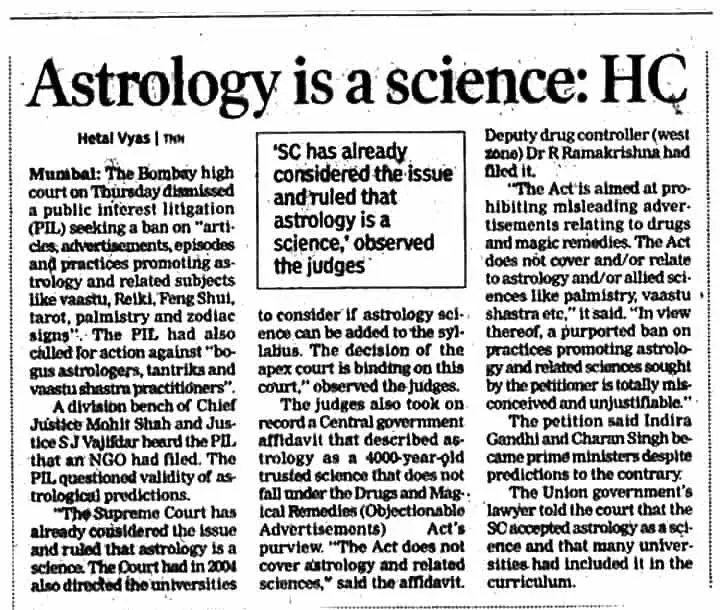 Bombay High Court Ruling: Astrology is a Science – Legal Validation for Vedic Astrology and Ramapada Acharjee