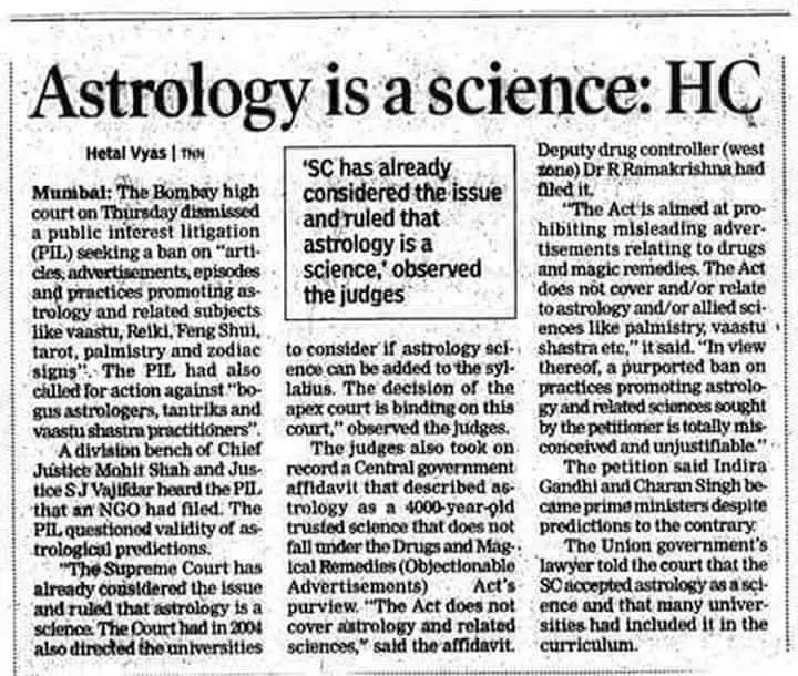Bombay High Court Ruling: Astrology is a Science – Legal validation for professional practice by Ramapada Acharjee