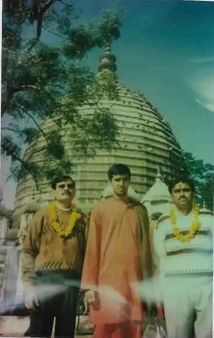 I'm with Pandit Chandan Banerjee of Birati and Tantrik Kalyan Chandra Dev Sharma grandchild of Nepal's Rajpurohit in Kamakhya temple 1996
