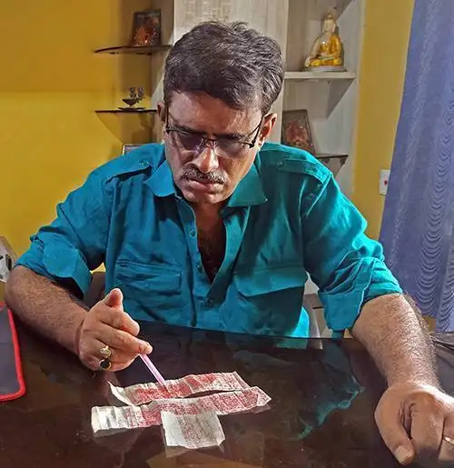 Astrologer Ramapada Acharjee performing ancient Tantric rituals on Bhurjipatra - Best Tantrik in India