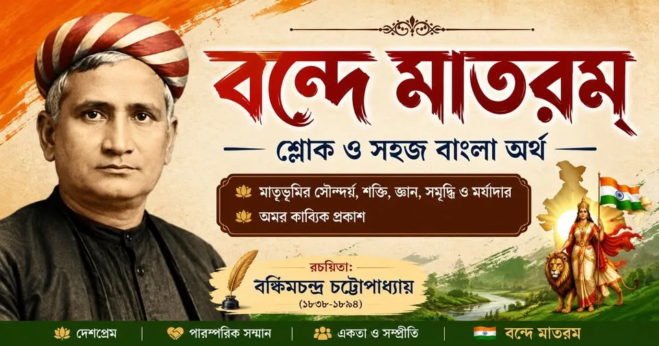 বন্দে মাতরম — শ্লোক ও সহজ বাংলা অর্থ | রামপদ আচার্য্যের কলমে