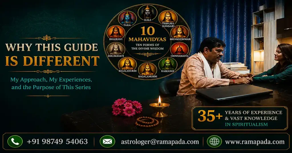 Why This Guide Is Different – Ramapada Acharjee sharing authentic spiritual guidance based on 35+ years of experience in astrology, tantra, and Mahavidya studies.
