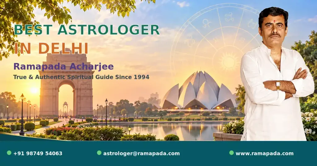 Best astrologer in Delhi, Ramapada Acharjee, authentic spiritual guide offering Vedic astrology services since 1994
