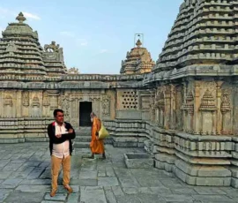 Ramapada Acharjee exploring ancient Vedic temple architecture for spiritual inspiration