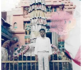 Young Ramapada Acharjee during his early spiritual pilgrimage at a historic Vedic temple