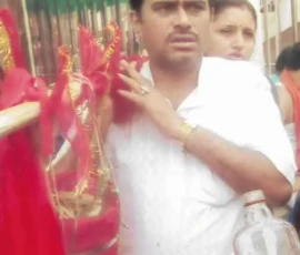 Ramapada Acharjee offering prayers with sacred rituals at a Shakti Peeth or holy temple
